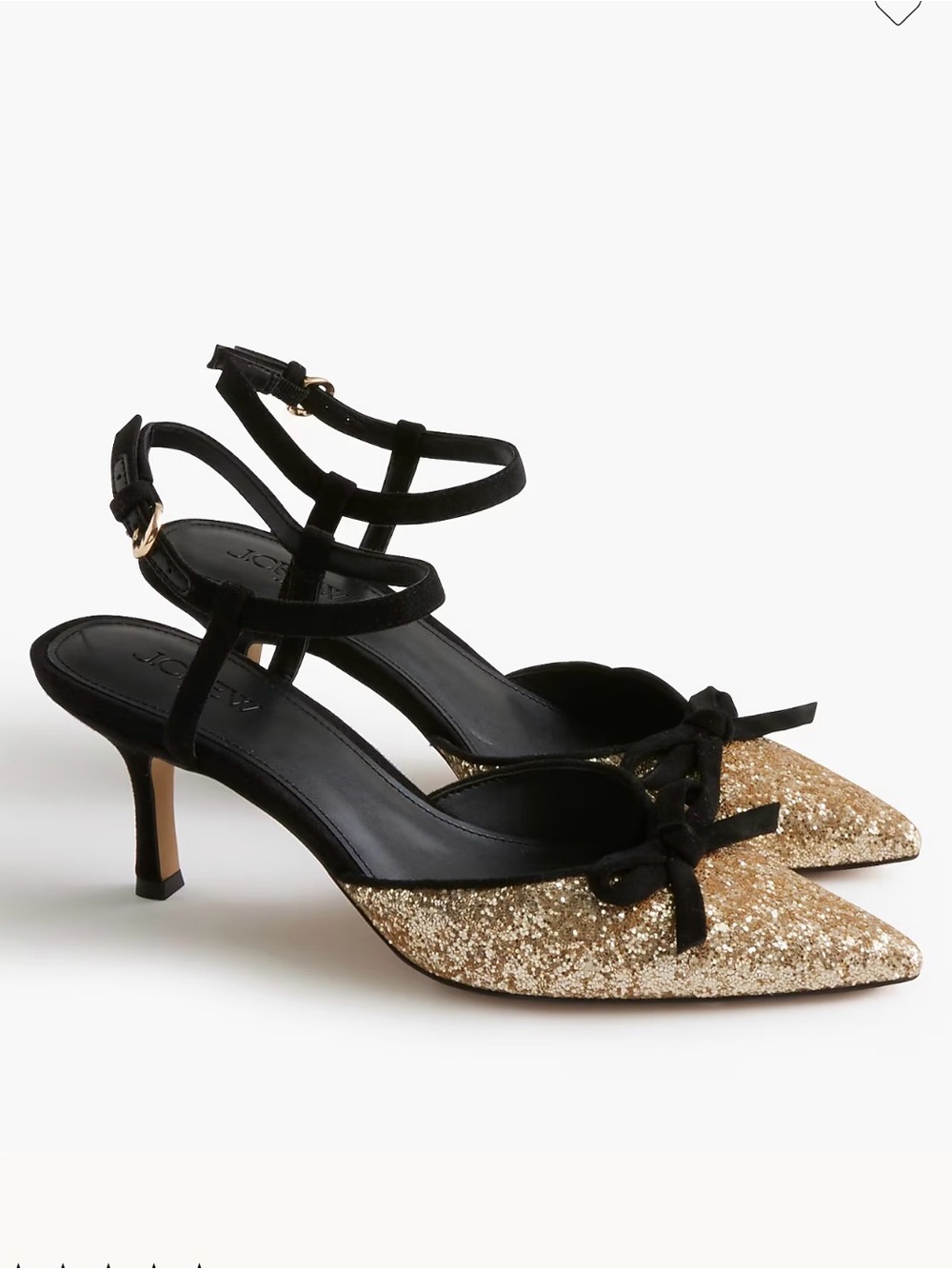J. Crew Factory Glitter Bow Pointed Toe Heels